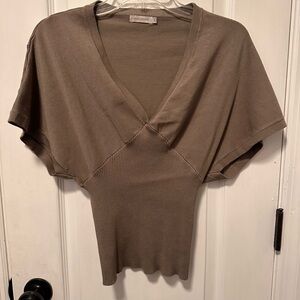 Saint Tropez West V-Neck Brown Blouse